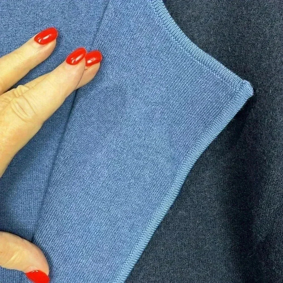 Modern Soul Womens Cardigan Blue L Open Front Long Lines 96% Wool Knit EUC Flaws - Picture 9 of 12